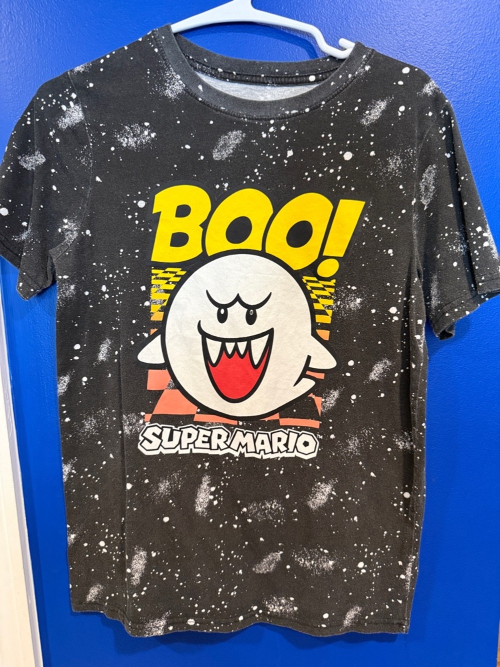 Nintendo Black Kids 'BOO!' Super Mario Graphic Tee with Yellow & Red Accents